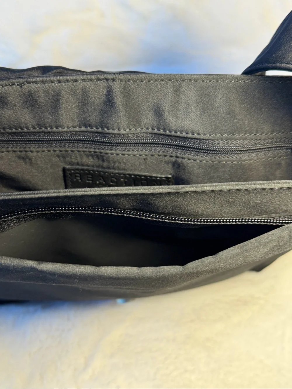 Kenneth Cole Black Leather and Nylon Shoulder / Messenger Bag